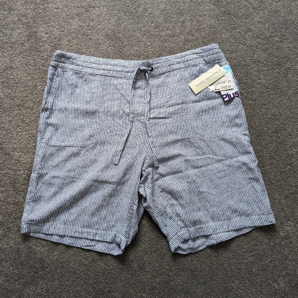 Alexander Jordan Navy Blue white striped linen shorts women's 3X